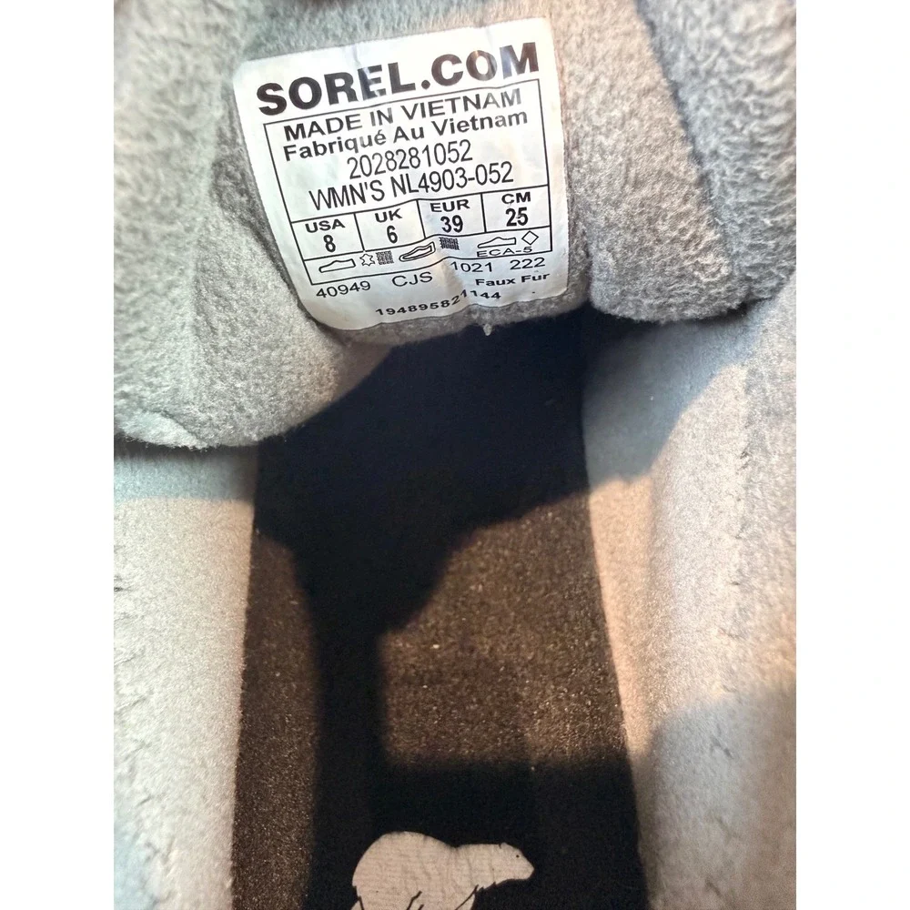 Sorel Kinetic Breakthru Caribou Waterproof Boots Quarry Sea Salt Gray Size 8